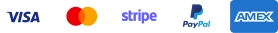Visa, Mastercard, Stripe, PayPal and American Express accepted